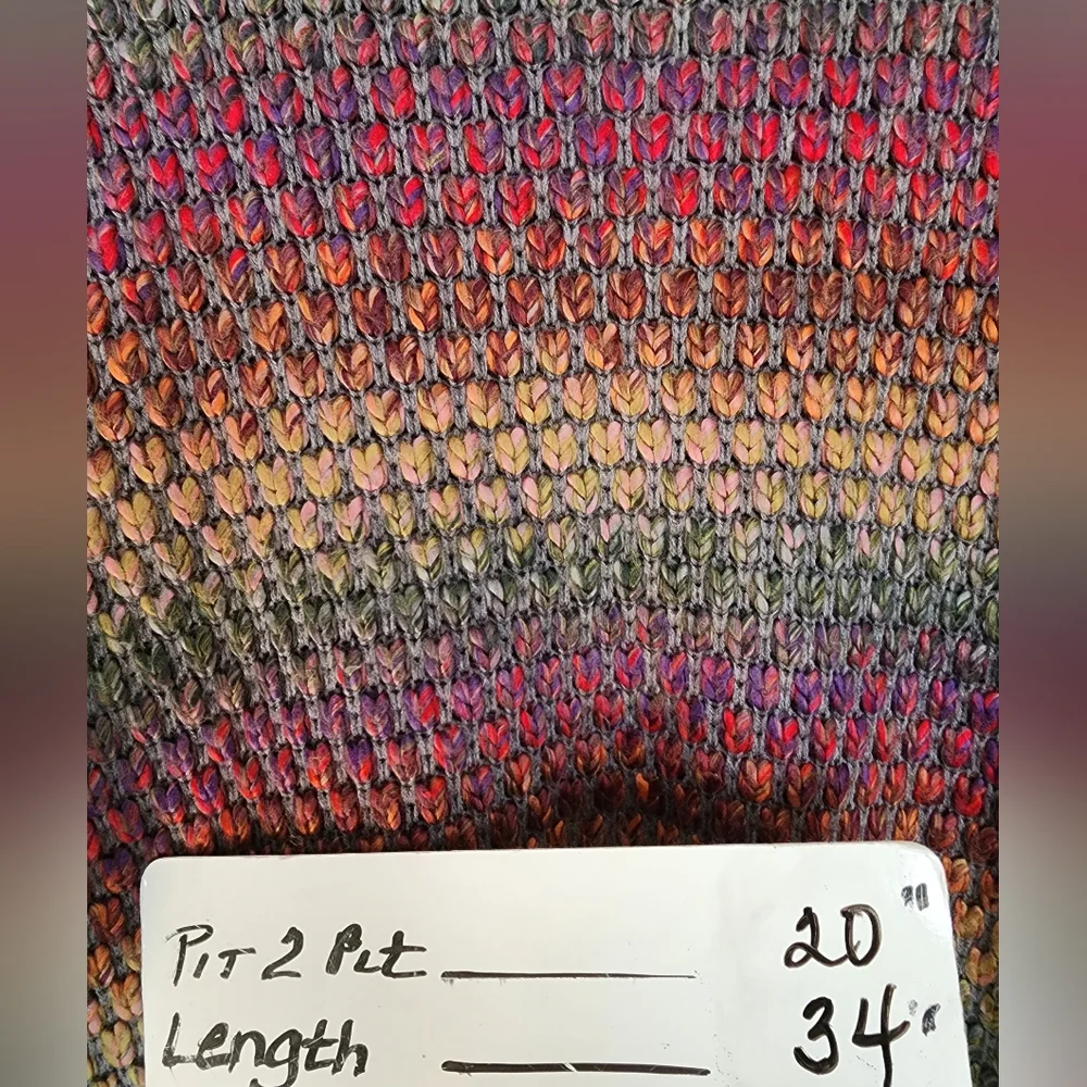 Christopher & Banks  Orange Gray Chunky Knit Long Open Front Cardigan SZ Med - Picture 7 of 7